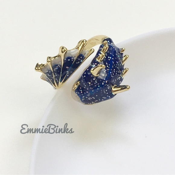 ✨3/$38 New Drip Glaze Glitter Blue Lucky Dragon Adjustable Statement Ring - Picture 9 of 14